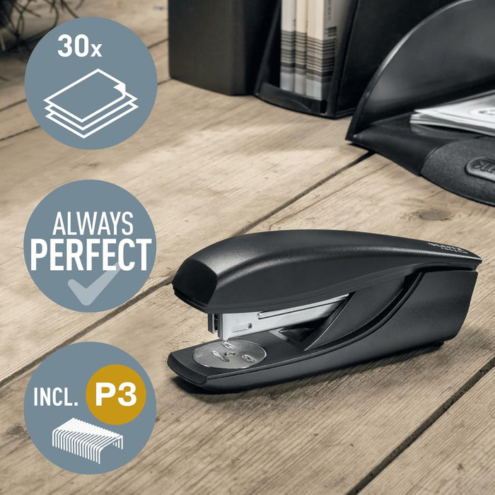 Leitz Stapler, 30 Sheets, Includes Staples, Integrated Staple Remover, 100% Recyclable, Eco Friendly, NeXXt Recycle Range, 56040095, Black
