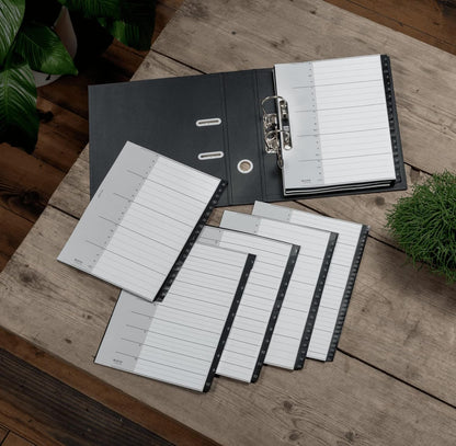 Leitz Index Folder Divider, 20 A-Z Tabs, A4, Extra Wide, 90% Recycled Plastic, Eco Friendly, Premium Quality, Recycle Range, 12190095, Black