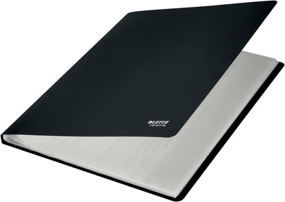 Leitz A4 Display Book, Includes 20 Fixed Plastic Pockets, 40 Sheet Capacity, 100% Recyclable, Eco Friendly, Recycle Range, 46760095, Black