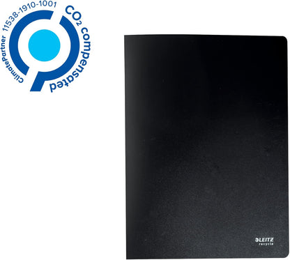 Leitz A4 Display Book, Includes 40 Fixed Plastic Pockets, 80 Sheet Capacity, 100% Recyclable, Eco Friendly, Recycle Range, 46770095, Black