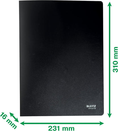 Leitz A4 Display Book, Includes 40 Fixed Plastic Pockets, 80 Sheet Capacity, 100% Recyclable, Eco Friendly, Recycle Range, 46770095, Black