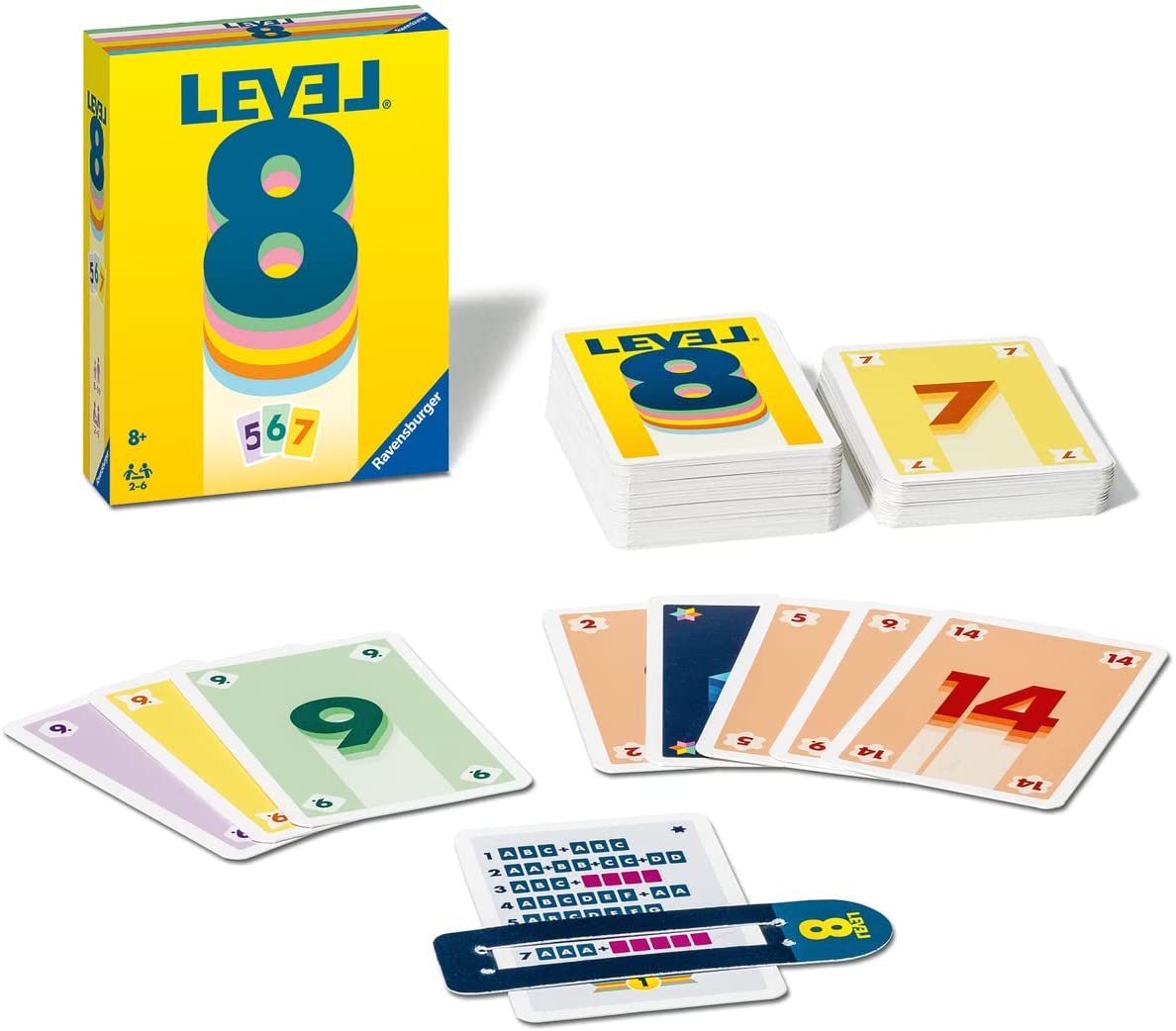 Ravensburger - Level 8, Gioco di Carte per tutta la famiglia, da 2 a 6 giocatori, 8+ Anni, RAV Level 8® | 20865, Ravensburger 20865 - Level 8, Das beliebte Kartenspiel für 2-6 Spieler ab 8 Jahren / Familienspiel / Reisespiel, Ravensburger 20865 - Level 8,