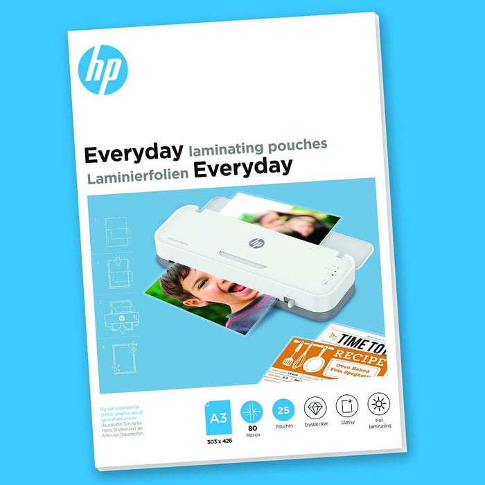 HP Everyday Laminating Pouches, A3, 80 Micron, Pack of 25