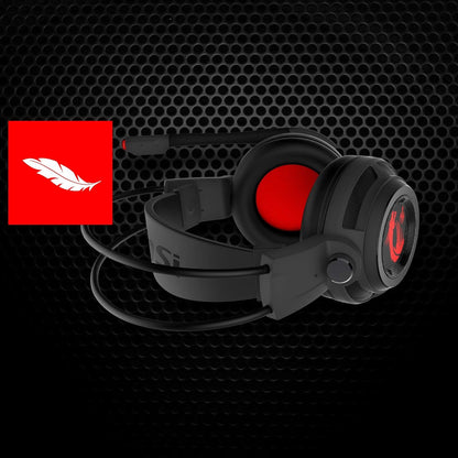 MSI DS502 GAMING HEADSET - 7.1 Virtual Surround Sound Headphones, Vibration Feedback, 40mm Neodymium Drivers, laptop, Omnidirectional Microphone, Inline Controls, USB 2.0 Connector - Wired
