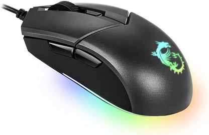 MSI CLUTCH GM11 Gaming Mouse - 5000 DPI Optical Sensor, Symmetrical, 10M+ Click OMRON Switches, 6-Buttons, 1ms Latency, RGB Mystic Light, 89g - Wired