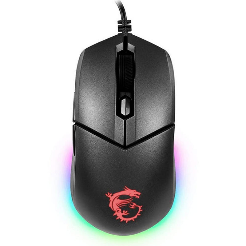 MSI CLUTCH GM11 Gaming Mouse - 5000 DPI Optical Sensor, Symmetrical, 10M+ Click OMRON Switches, 6-Buttons, 1ms Latency, RGB Mystic Light, 89g - Wired
