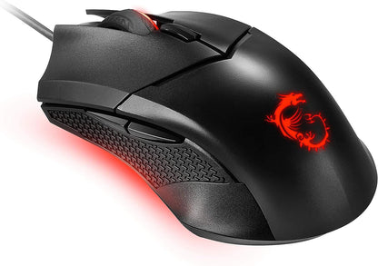MSI CLUTCH GM08 Gaming Mouse - 4200 DPI Optical Sensor, Symmetrical, 10M+ Click Switches, 6-Buttons, Weight Adjustable, Red LED, 92g - Wired