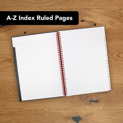 Black n 'Red Cuaderno A4, tapas duras, índice A-Z, a rayas