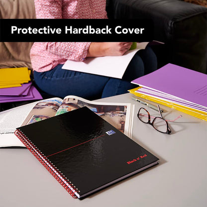Black n 'Red Cuaderno A4, tapas duras, índice A-Z, a rayas