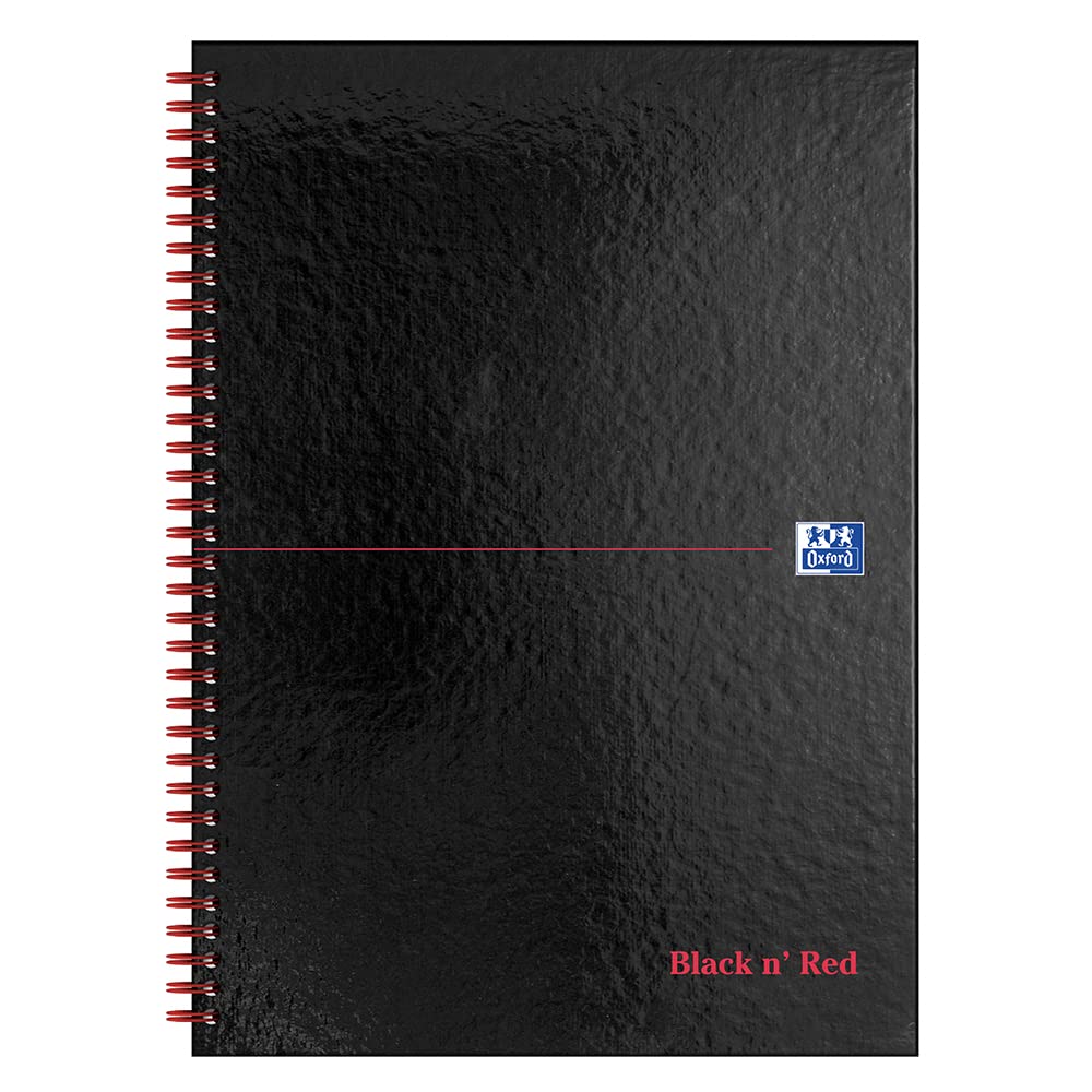 Black n 'Red Cuaderno A4, tapas duras, índice A-Z, a rayas