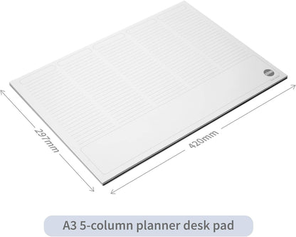 RHINO Stationery A3 Desk Pad | 5 Column Planner | A3 Desk Pad Paper | 90gsm FSC Paper | Desk Accessories | 50 Sheets | Desk Notepad