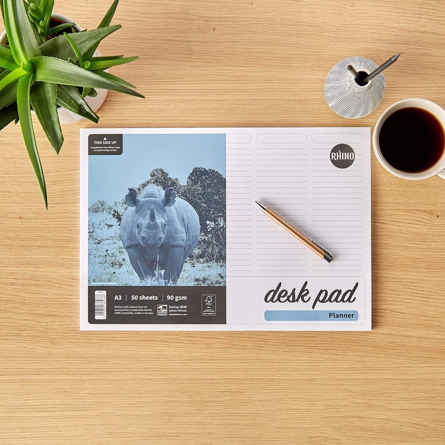 RHINO Stationery A3 Desk Pad | 5 Column Planner | A3 Desk Pad Paper | 90gsm FSC Paper | Desk Accessories | 50 Sheets | Desk Notepad