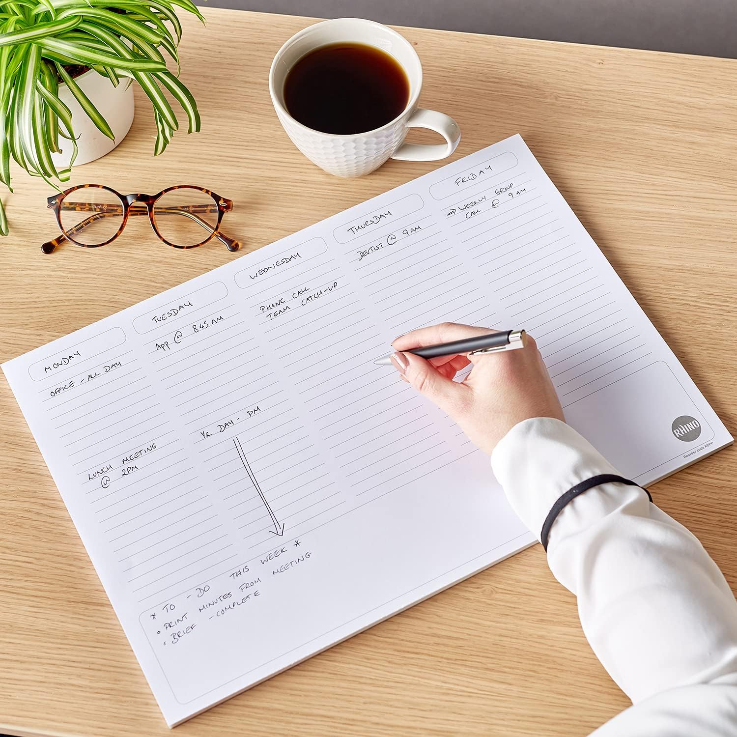 RHINO Stationery A3 Desk Pad | 5 Column Planner | A3 Desk Pad Paper | 90gsm FSC Paper | Desk Accessories | 50 Sheets | Desk Notepad