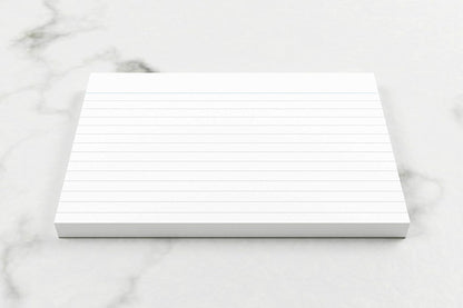 Luxpad A6 Gluebound Revision & Presentation Cards - White. 50 Lined Cards Per Pad (6x4"