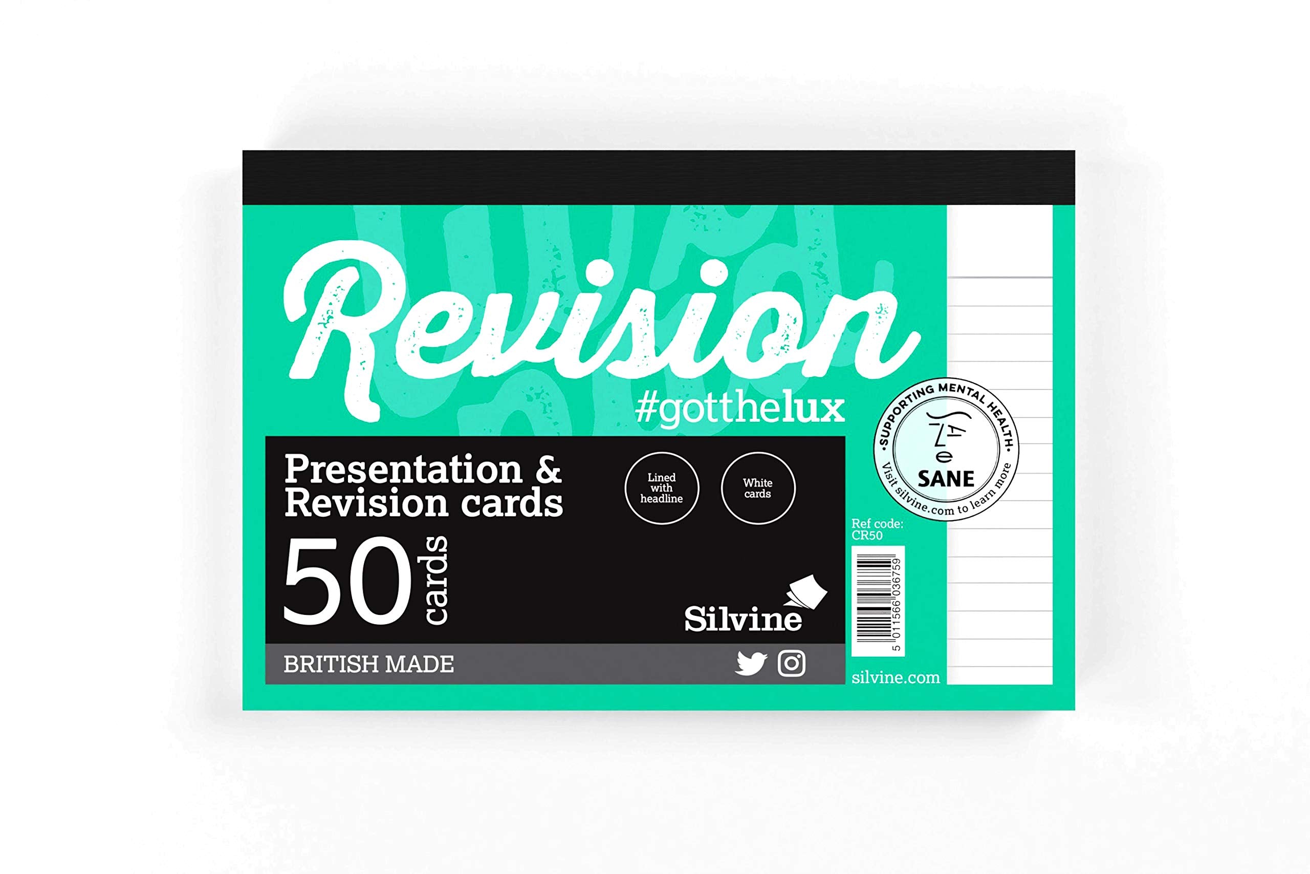 Luxpad A6 Gluebound Revision & Presentation Cards - White. 50 Lined Cards Per Pad (6x4"