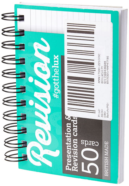 Silvine 152 x 102 mm Twin Wire Revision Note Card - Assorted Colours (Pack of 50
