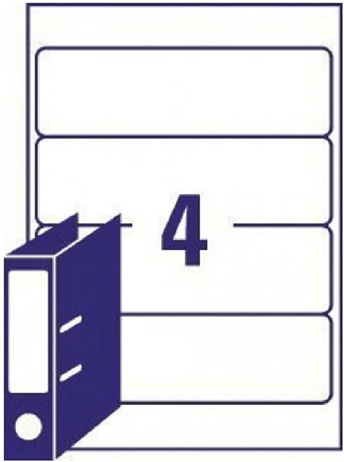 Lever Arch Labels Inkjet, 200x60mm, White, 4 Labels per Sheet 40 Labels per Pack