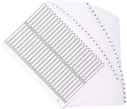 Exacompta - Ref MWD1-50Z - Mylar Printed Indices - For Use WithA4 Documents, Pre-Punched, 160gsm White Card with Reinforced Plastic Tabs, FSC-Certified - 50-Part Dividers (1-50