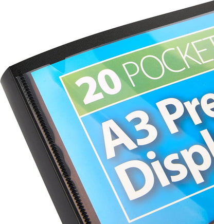 Tiger 300934 20 A3 Pocket Presentation Display Book - Black