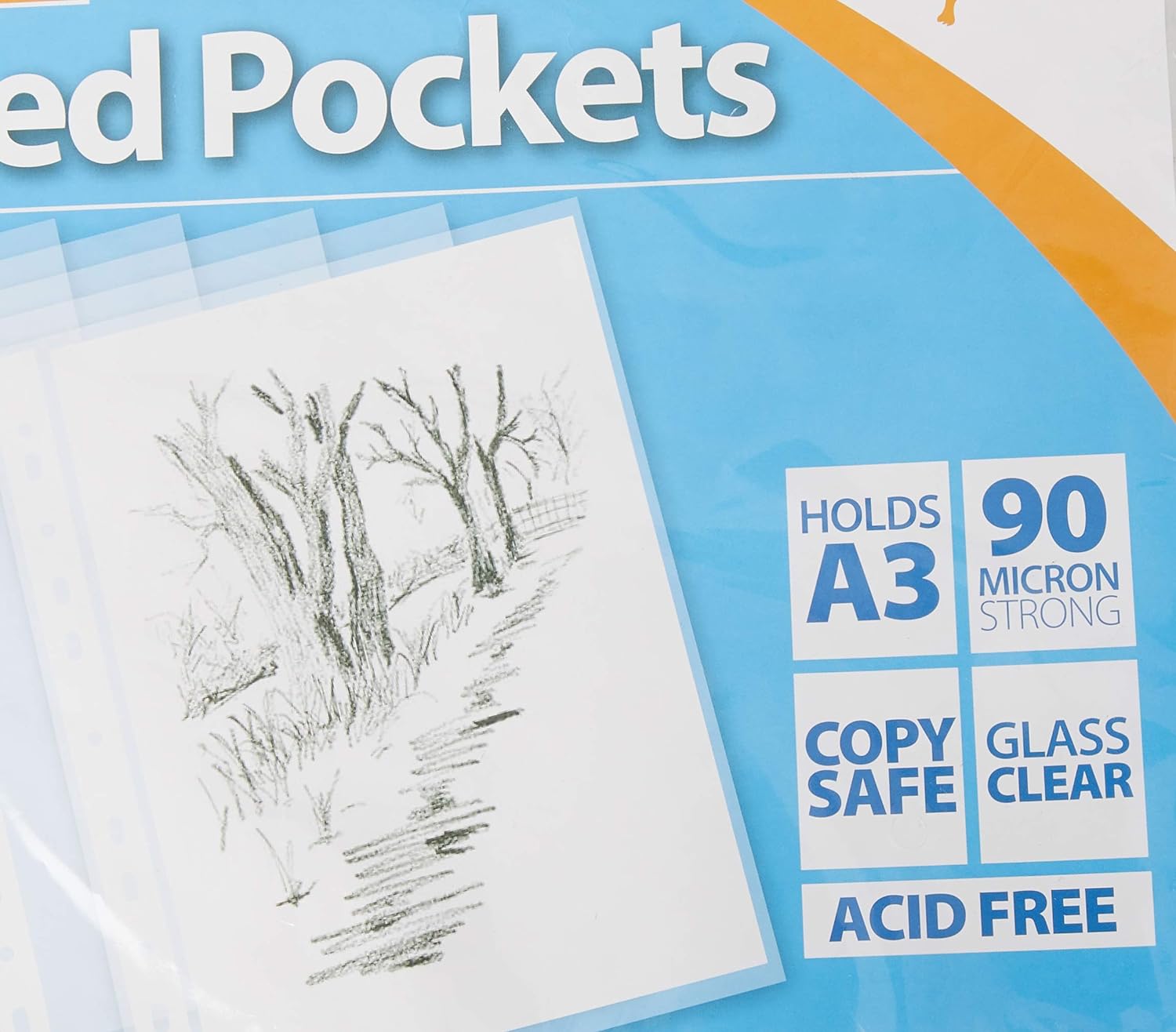 Tiger A3 Portrait Punched Pockets 90 Micron Top Opening x 10 Pockets