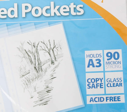 Tiger A3 Portrait Punched Pockets 90 Micron Top Opening x 10 Pockets