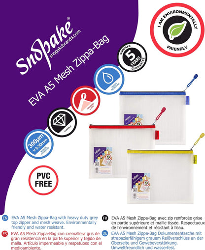 Snopake A5 Heavy Duty EVA Mesh Zippa-Bag  255 x 205 mm - Transparent/Assorted