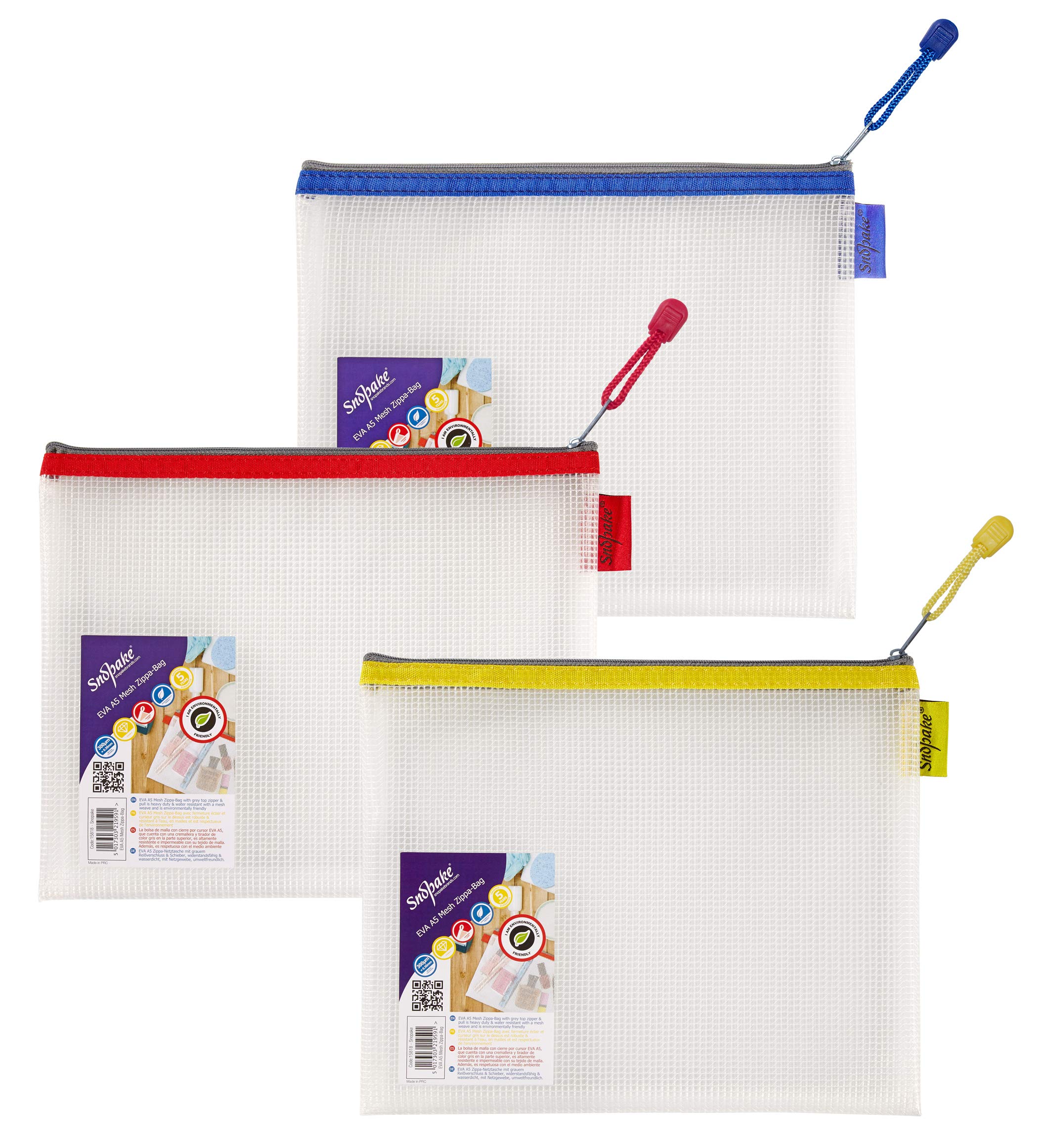 Snopake A5 Heavy Duty EVA Mesh Zippa-Bag  255 x 205 mm - Transparent/Assorted