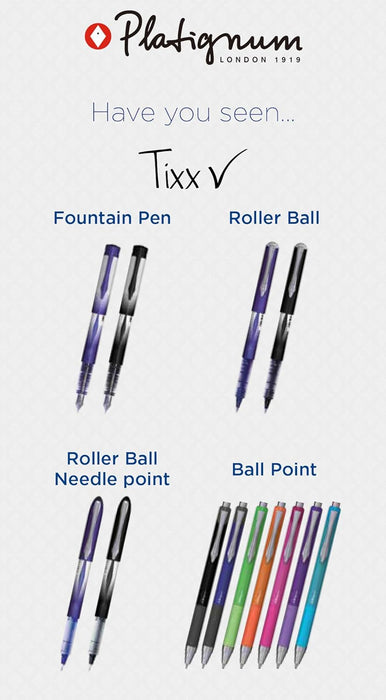Platignum Tixx Purple Ballpoint Pen  Soft Grip Barrel with Hybrid Gel Ink for Smudge-Free and Ultra-Smooth Writing