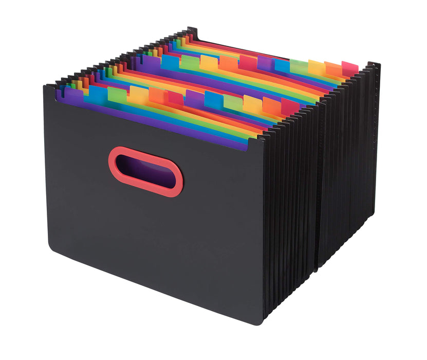 Snopake A4 Rainbow and Black Desk Expander/Organiser 24-Part  Ref: 15852