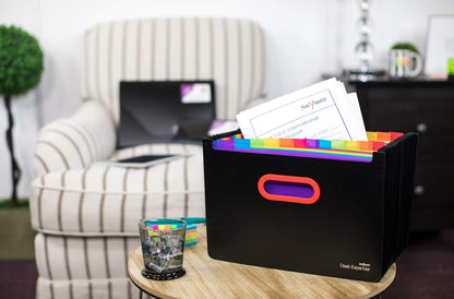 Snopake A4 Rainbow and Black Desk Expander/Organiser 24-Part  Ref: 15852