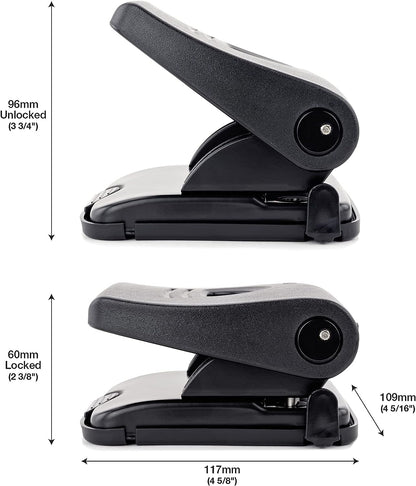 Rapesco PF827PB2 Germ-Savvy Antibacterial, 827-P 2-Hole Punch, 30 Sheet Capacity, Black