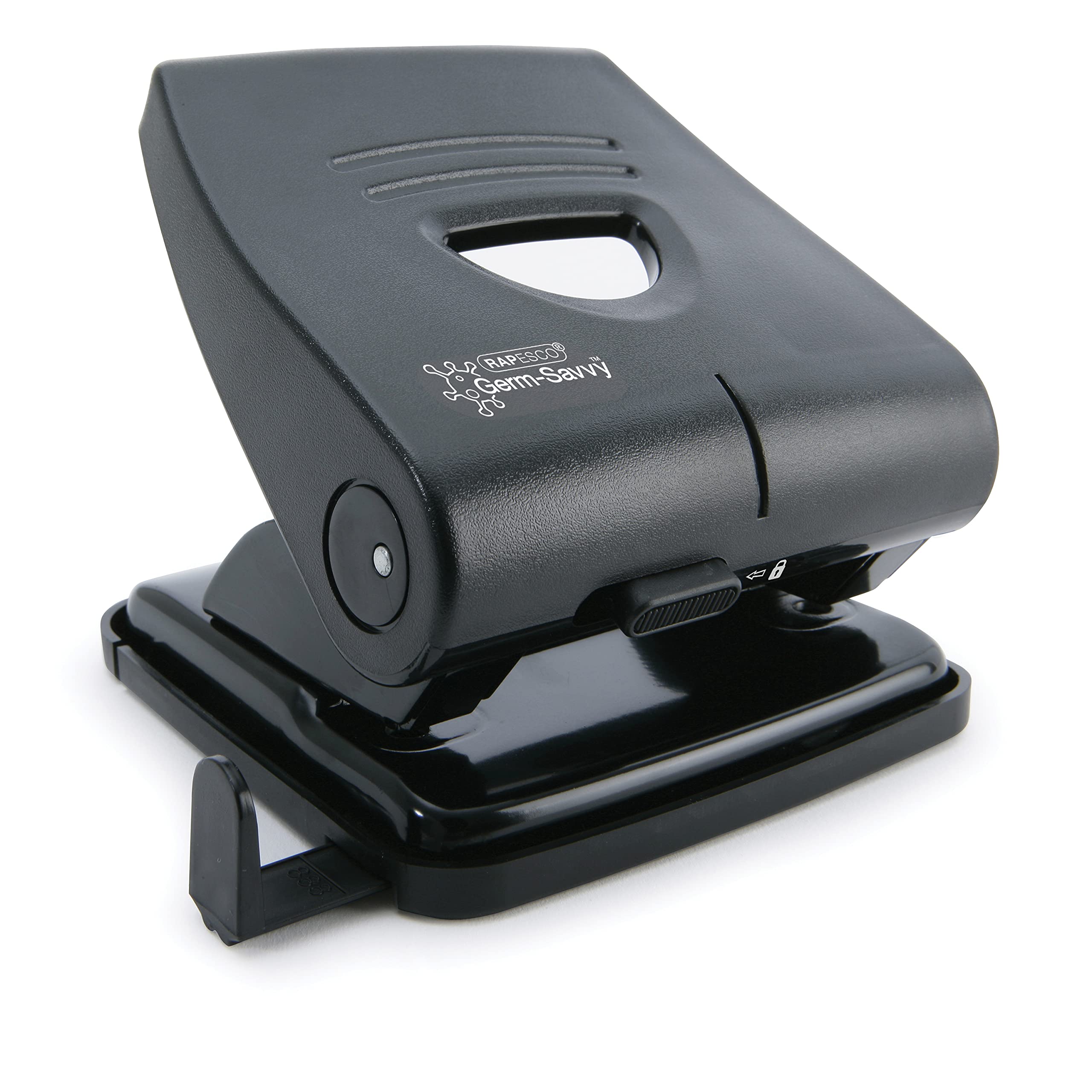 Rapesco PF827PB2 Germ-Savvy Antibacterial, 827-P 2-Hole Punch, 30 Sheet Capacity, Black 1 x 827-P Germ-Savvy Black