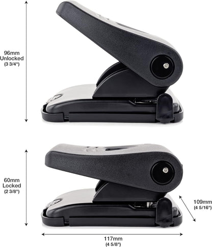 Rapesco PF827PB2 Germ-Savvy Antibacterial, 827-P 2-Hole Punch, 30 Sheet Capacity, Black