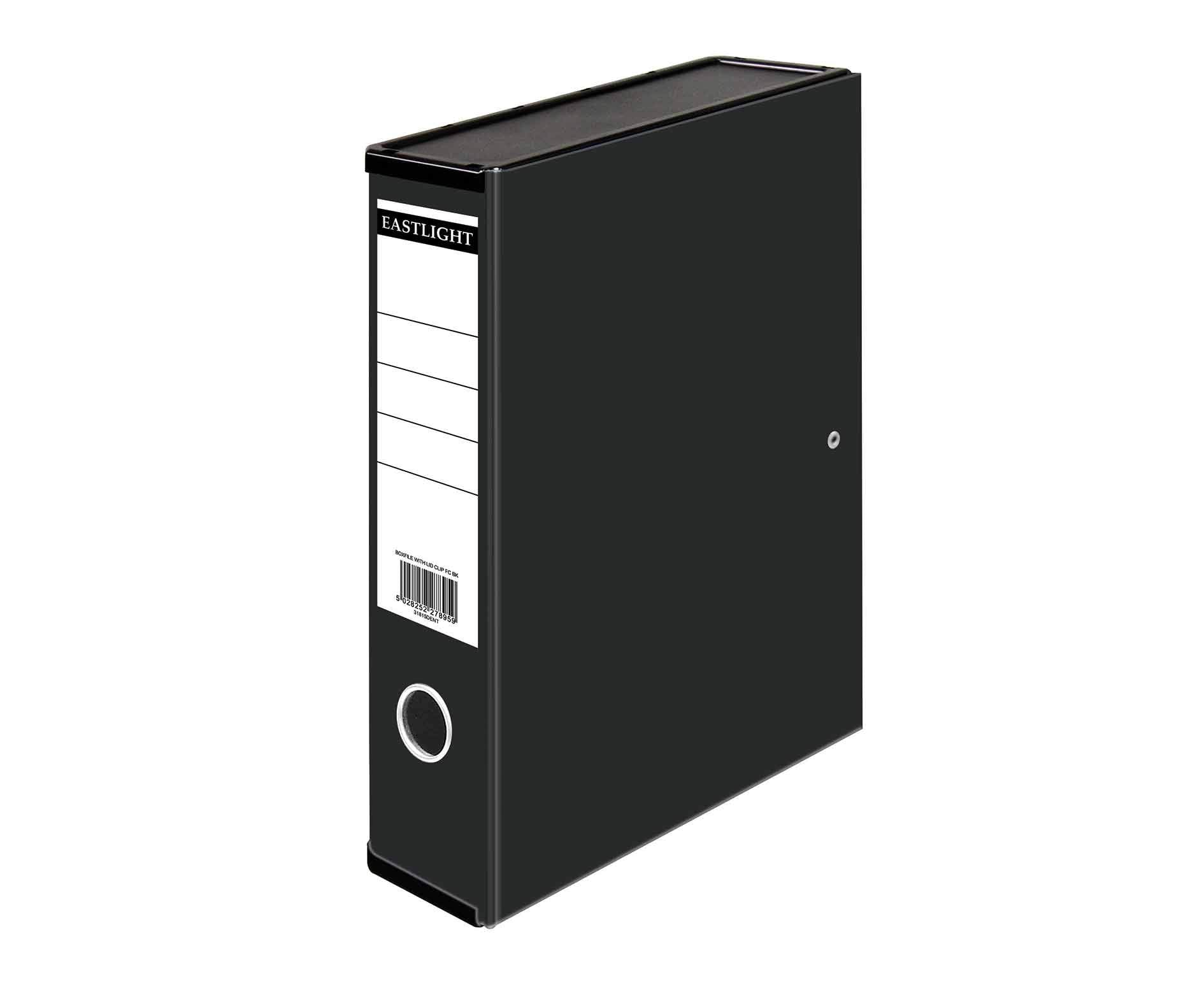 ValueX Box File Paper on Board Foolscap 70mm Capacity 75mm Spine Width Clip Closure Black - 31815DENT