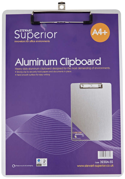 Stewart Superior 3230A-SS A4 Aluminium Clipboard with Heavy Duty Clip