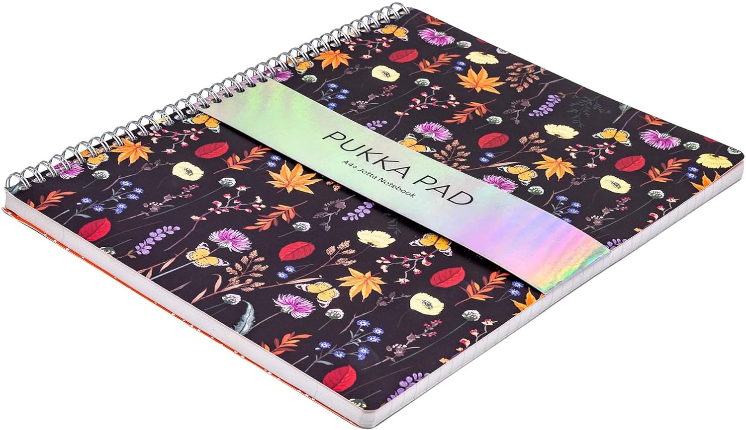 Pukka Pad, Bloom A4+ Jotta Notebooks – Pack of 3 Wirebound Notebooks in Assorted Blue, Black, and Cream Floral Designs – 160 Pages of 80GSM Lined Paper