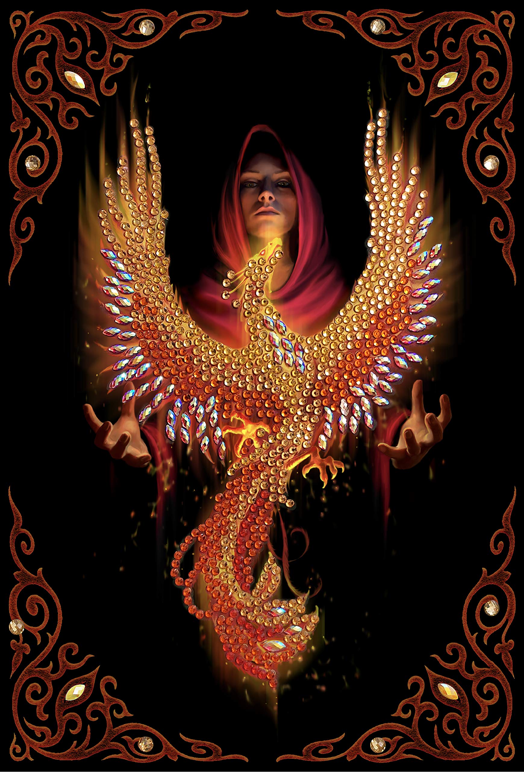 Craft Buddy Crystal Art Phoenix Rising, Crystal Art Notebook Anne Stokes, Multicoloured, 26x18