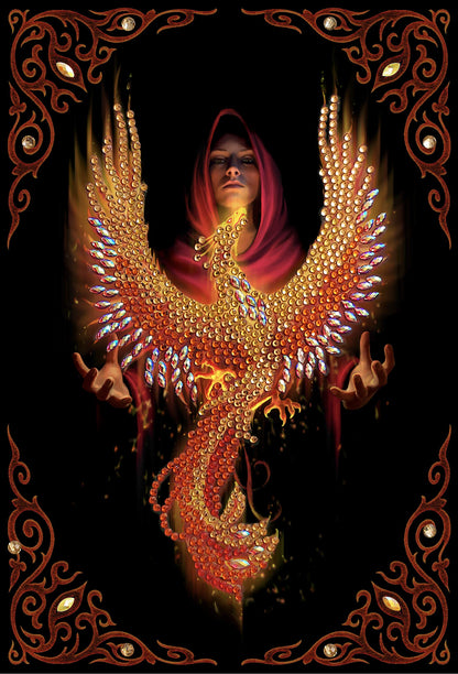 Craft Buddy Crystal Art Phoenix Rising, Crystal Art Notebook Anne Stokes, Multicoloured, 26x18