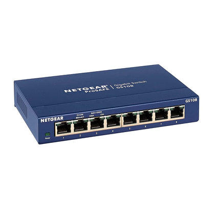 NETGEAR GS108 8-Port Gigabit Ethernet Network Switch, Hub, Internet Splitter, Desktop, and ProSAFE Lifetime Protection
