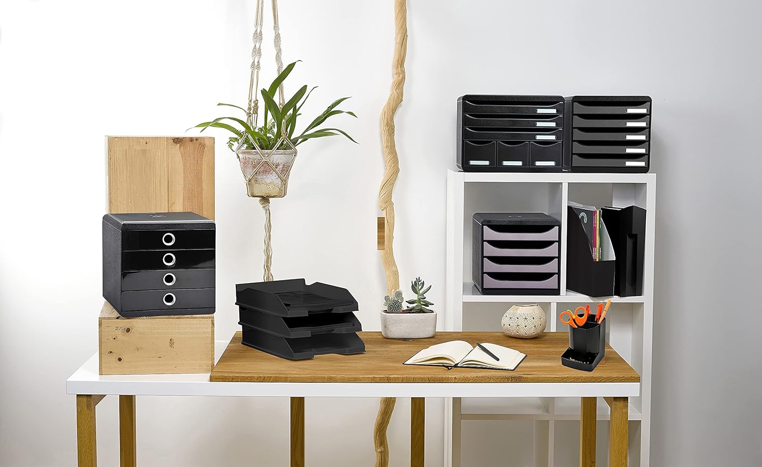 Exacompta - Ref 180014D - ECOBlack Recycled Magazine File - 292 x 110 x 320mm in Size, Suitable for A4+ Documents, Stable, Large Storage Capacity