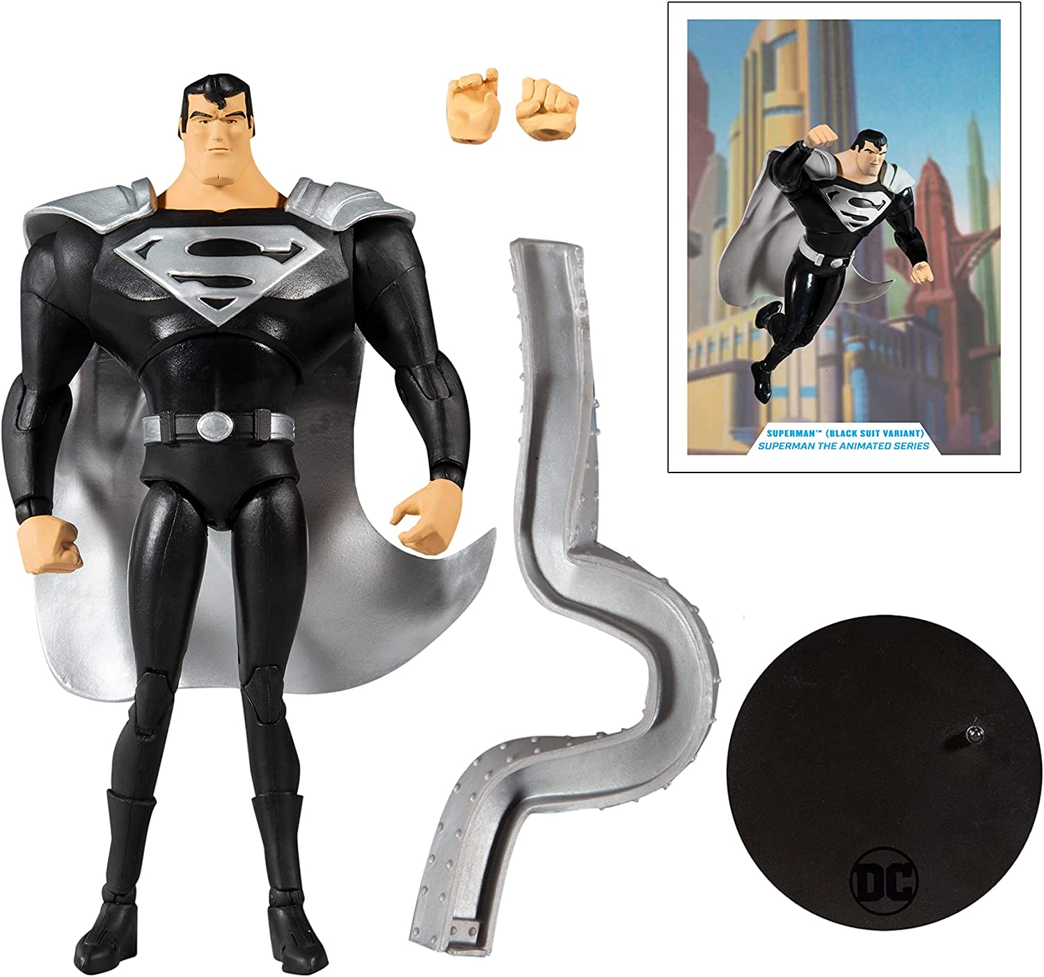 DC Multiverse 7in - Animated Superman (Black Suit) - Collectible Figure