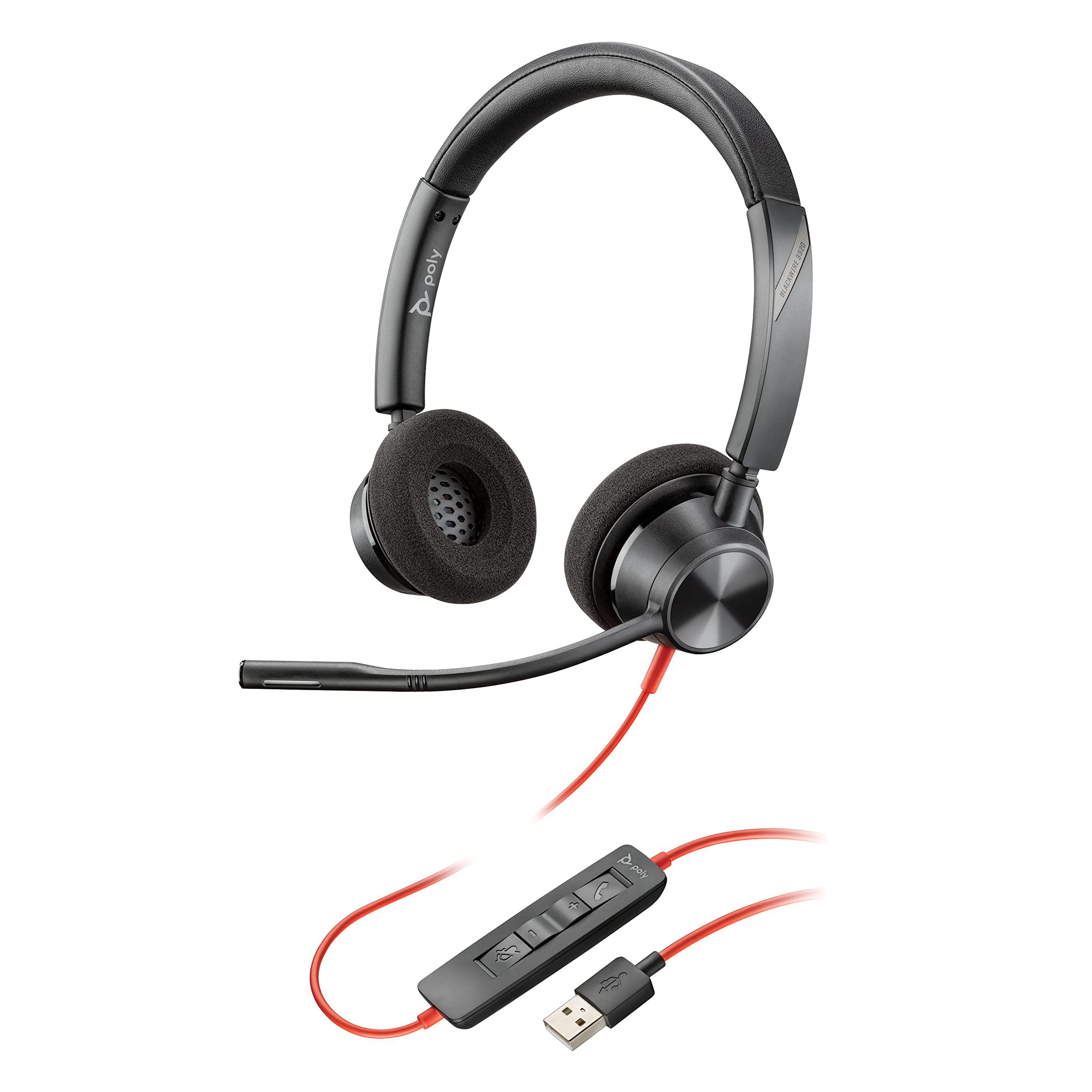 Plantronics – Blackwire 3320 USB-A (Poly) – Wired, Dual-Ear (Stereo) Headset with Boom Mic – USB-A to connect to your PC and/or Mac – Works with Teams, Zoom, & more