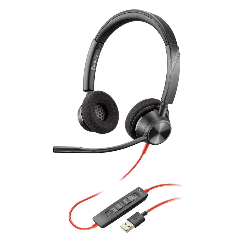 Plantronics – Blackwire 3320 USB-A (Poly) – Wired, Dual-Ear (Stereo) Headset with Boom Mic – USB-A to connect to your PC and/or Mac – Works with Teams, Zoom, & more