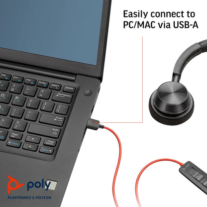 Plantronics – Blackwire 3320 USB-A (Poly) – Wired, Dual-Ear (Stereo) Headset with Boom Mic – USB-A to connect to your PC and/or Mac – Works with Teams, Zoom, & more