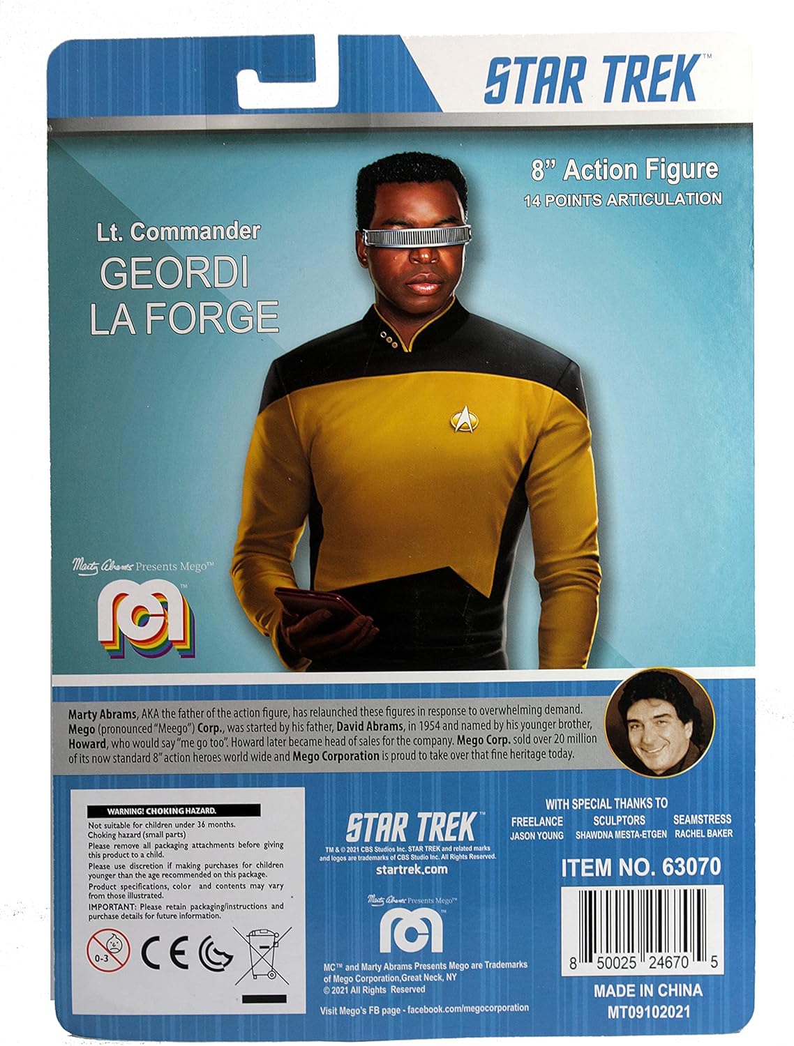Mego Star Trek - Figura de acción de Geordi La Forge (20 cm