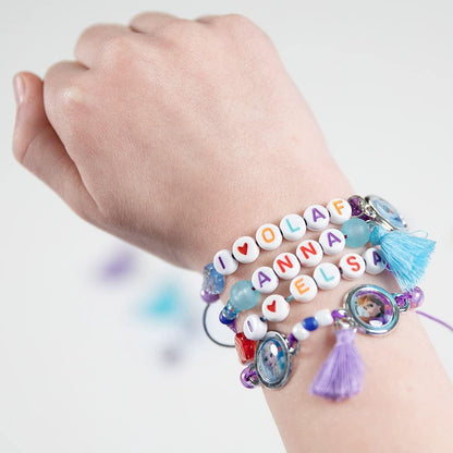 Totum 681460 Letter Bracelets Making with Anna, Elsa & Olaf Motifs and Colourful Letter Beads, Gift for Girls from 4 Years