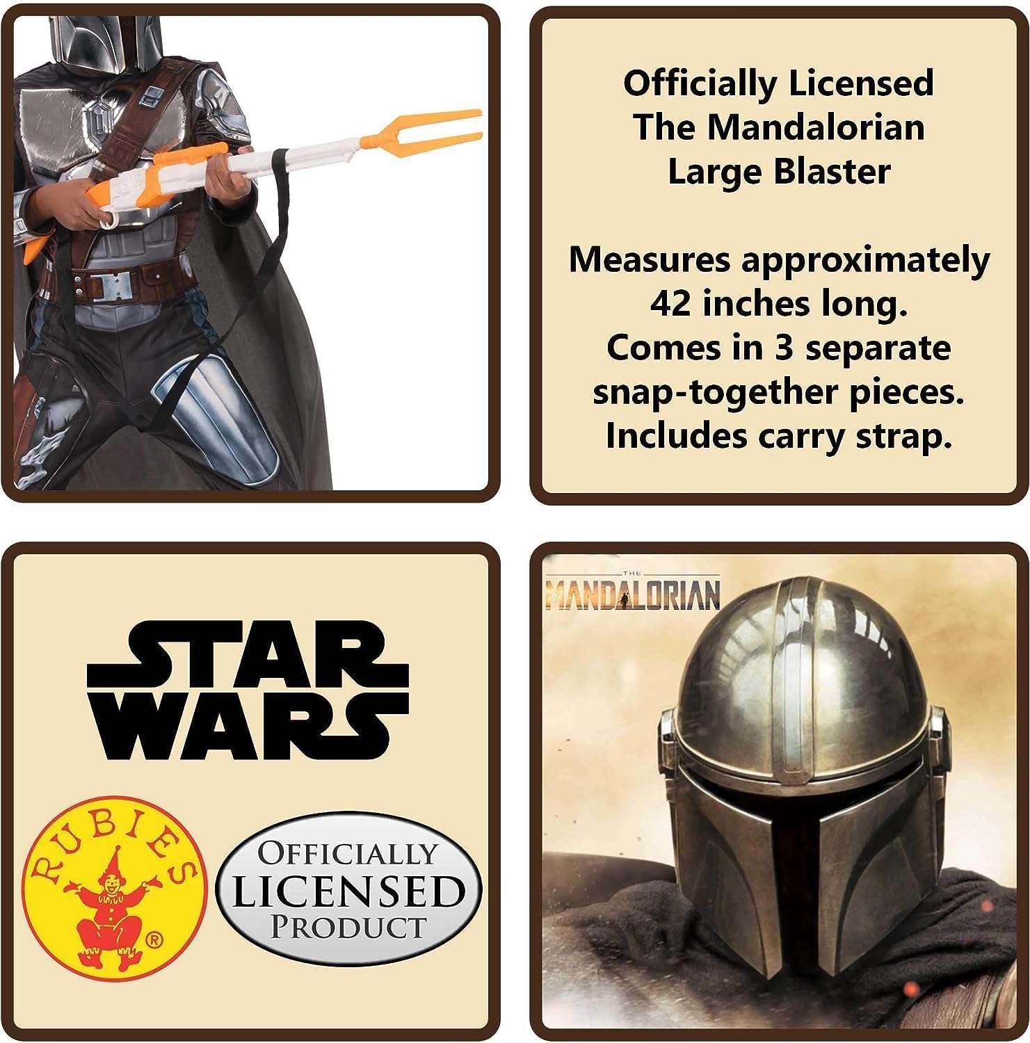 Rubies Blaster The Mandalorian para Adultos, Arma para Disfraz, Complemento para Disfraz, Accesorio, Licencia Oficial Star Wars para Fiestas, Disfraces, Carnaval, Cosplay
