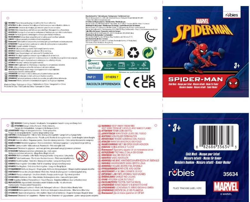Rubies Avengers - Máscara de Spiderman para niño, talla única ( 35634