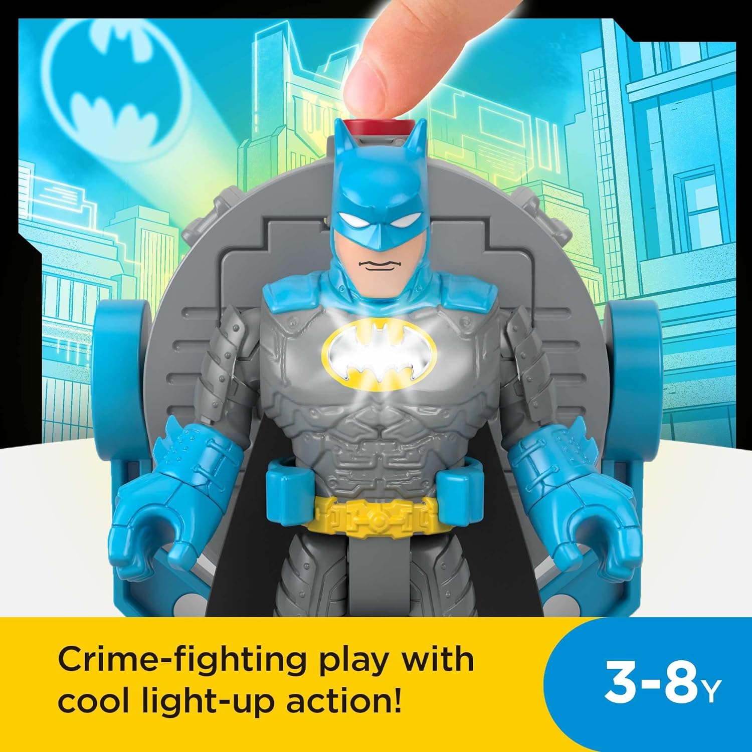 Fisher Price Imaginext DC Super Friends Gotham City Jail Recharged & Imaginext DC Super Friends Bat-Tech Bat-Signal Multipack, figure set of 4 characters with lights and accessories for kids ages 3+ +