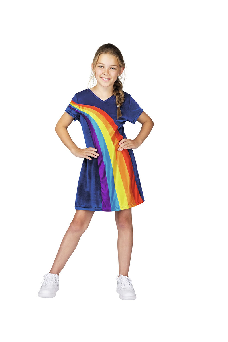 Unbekannt MEK3B2000180 K3 Costumes Dress 9/11 Years Size, Dark Blue with Rainbow, Maat 152